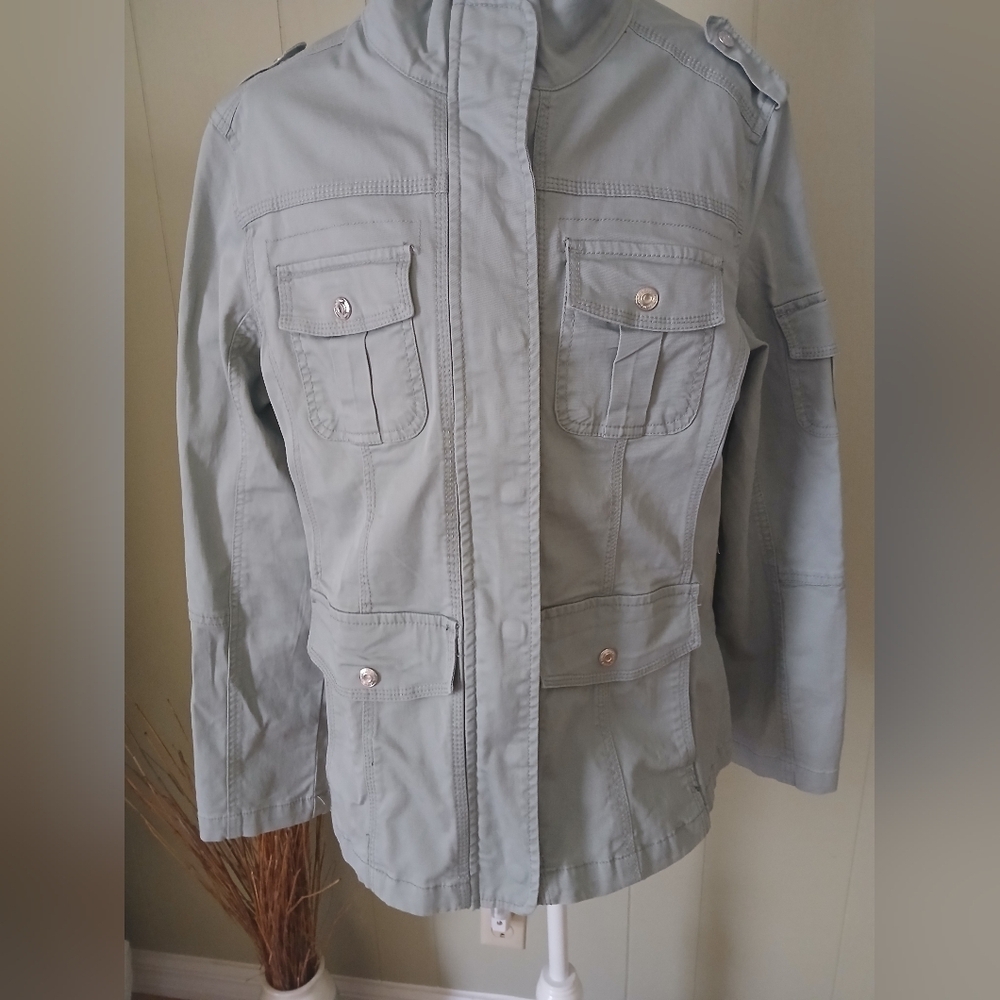 Women's Kensie Lightweight Zip-Up Utility XL Desert Sage.  NWT - Picture 2 of 8